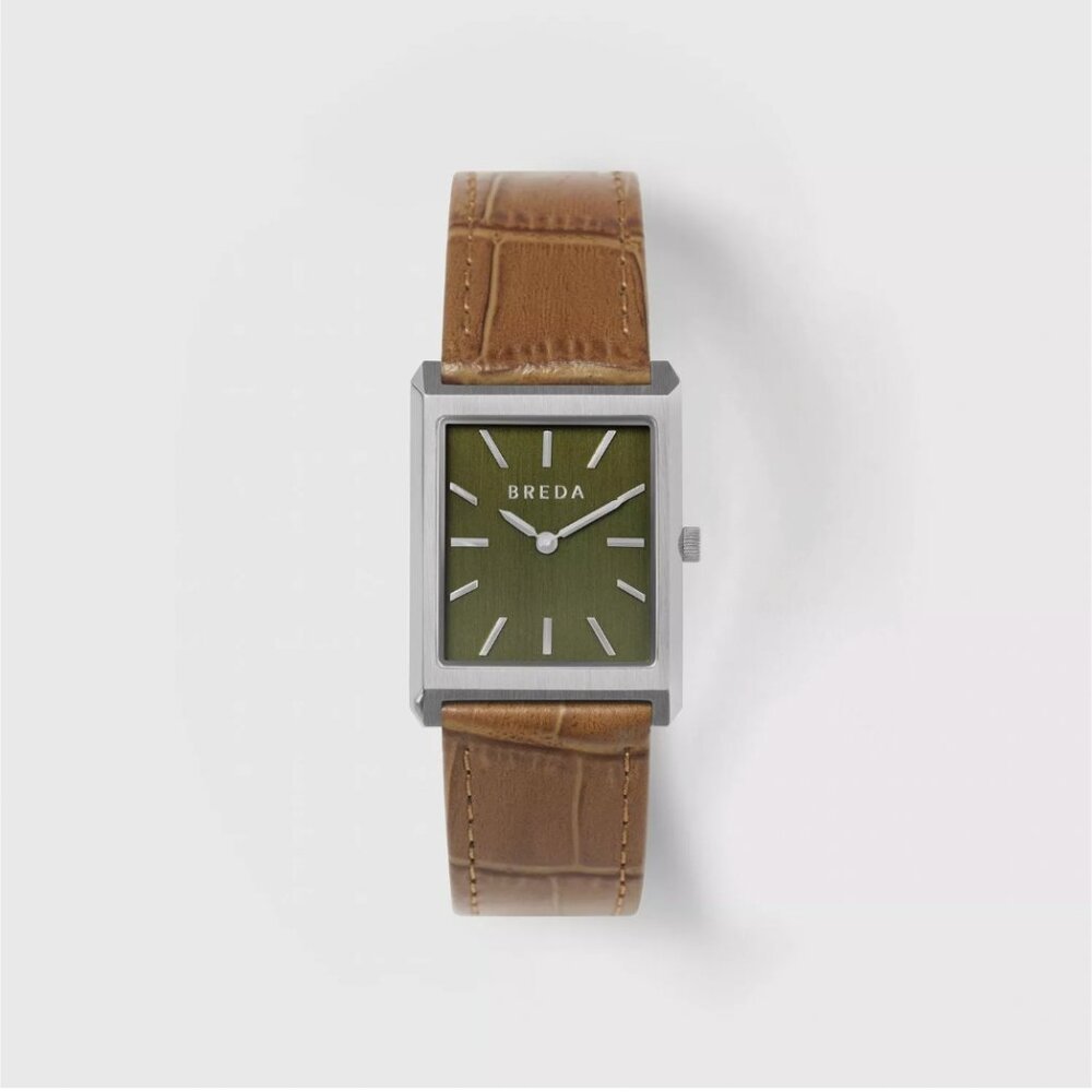 Breda Virgil Mens Watch Moss Green Croc